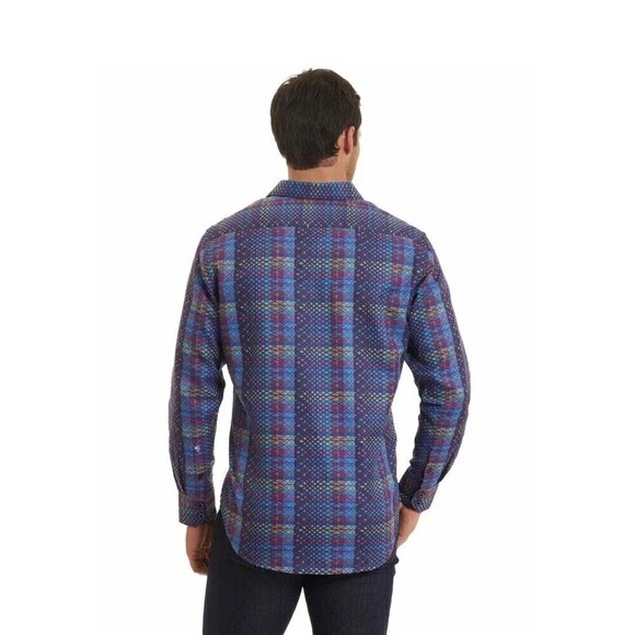 Robert Graham Classic Fit Albert Finney Jacquard Sport Shirt L Button Up Blue - Picture 6 of 6